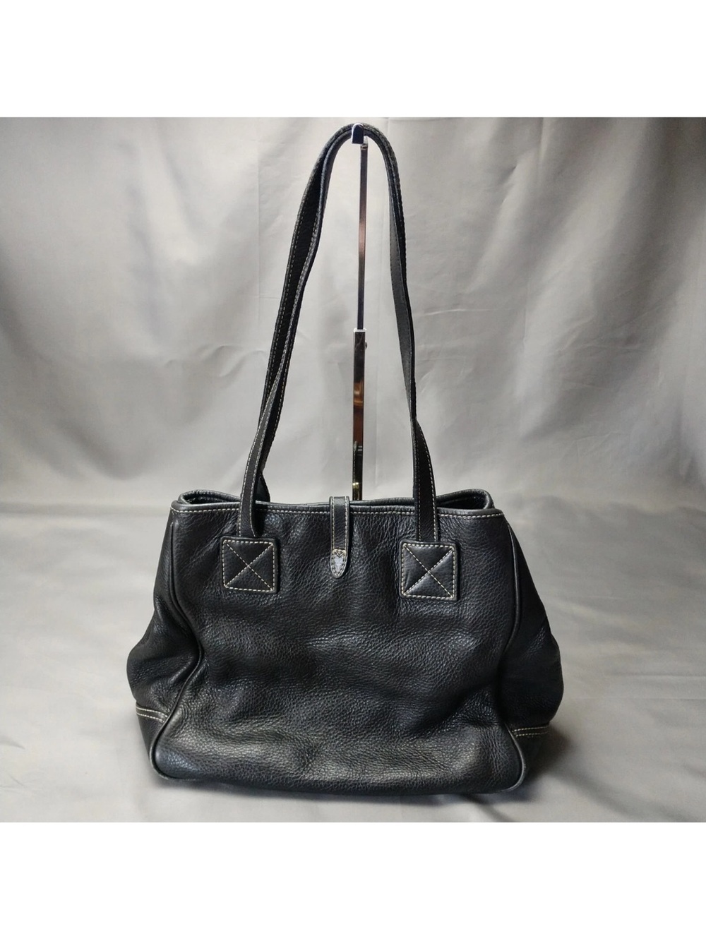 Dooney & Bourke Black Pebbled Leather Double-Handle Shoulder Bag - Picture 2 of 11